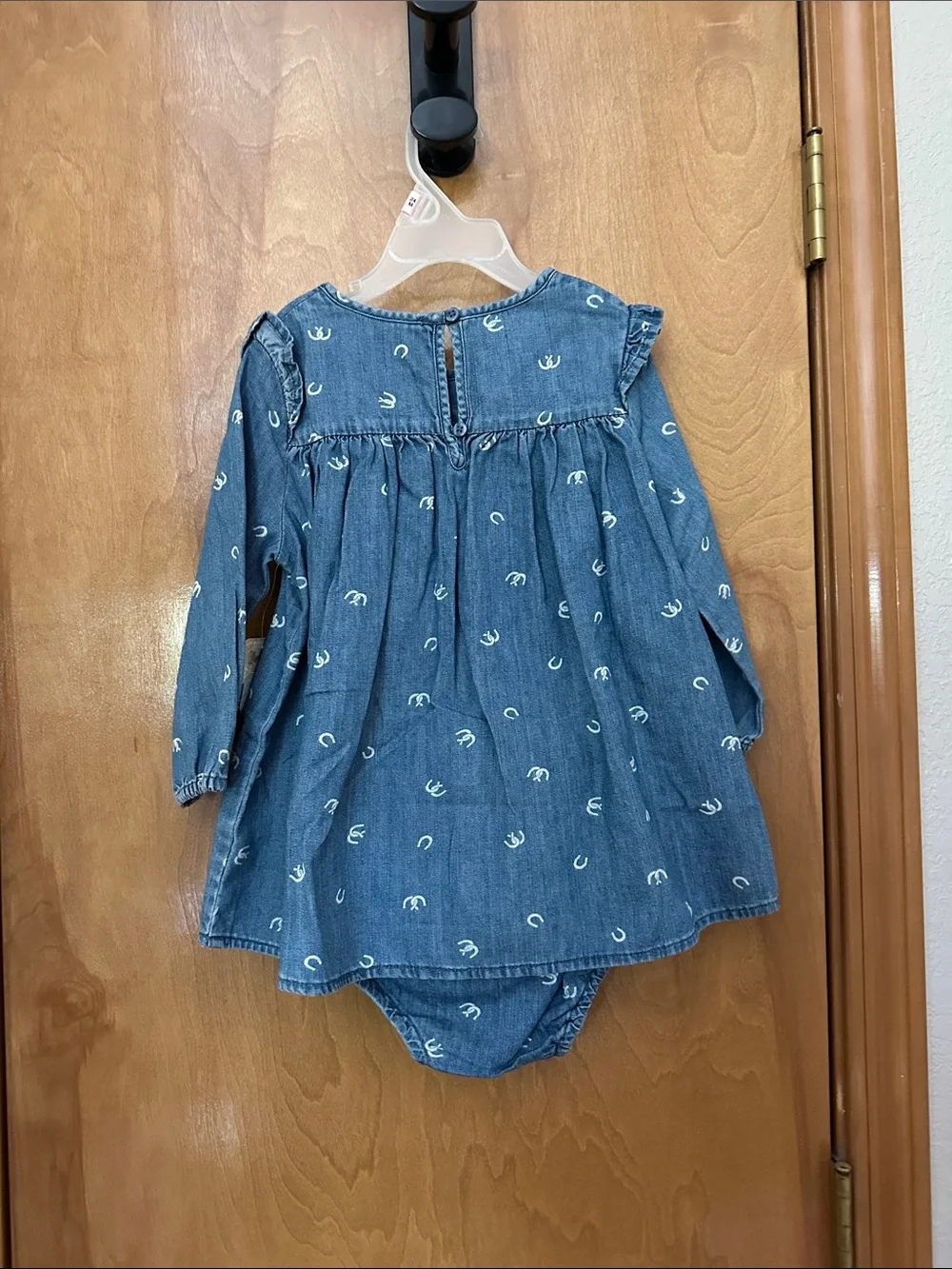 2 piece Wrangler Blue Denim Baby Toddler  Dress with White Horse Shoe Motif